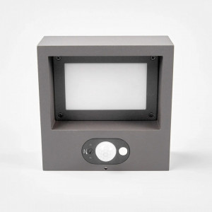 Aplica de exterior Mahra, LED, cu incarcare solara si senzor de miscare, aluminiu/plastic, gri grafit, 14,5 x 6 x 14,5 cm