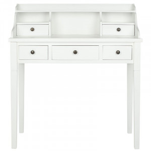 Birou secretaire Beecher, lemn masiv, alb, 102,87 x 91,95 x 48,51 cm