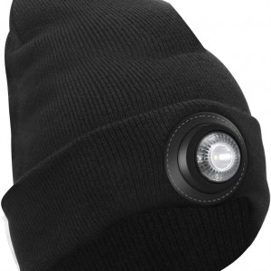 Caciula cu lanterna BORUIT, LED, textil, negru, 24,5 x 19,5 cm