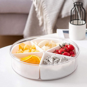 Caserola cu 5 compartimente Shopwithgreen, polipropilena, alb/transparent, 26 x 7,5 cm