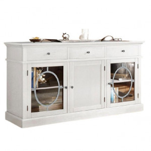 Comoda Paulo Home Affaire, lemn masiv/MDF, alb, 160 x 40 x 85 cm