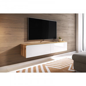 Comoda TV Mccallie, maro / alb, 140 x 30 x 32 cm