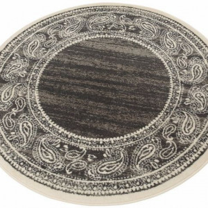 Covor rotund My Home, textil, gri/natur, 140 cm