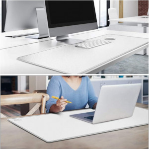 Covoras pentru birou Cacoy, piele PU, alb, 40 x 100 cm