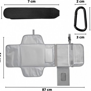 Covoras pentru schimbare scutec bebelus BEENTOP, tesatura oxford/poliester, gri, 87 x 54 cm