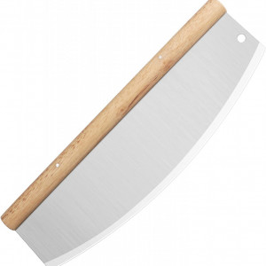Cutit pentru taiat pizza Asdirne, lemn/otel inoxidabil, argintiu/natur, 28 x 11 cm