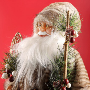 Figurina Mos Craciun ABXMAS, poliester/rasina/PVC, gri, 50 cm
