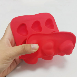 Forma pentru cuburi de gheata HEIGOO, silicon, inima, rosu, 16 x 10,5 x 1,6 cm
