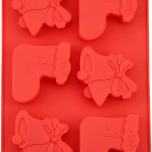 Forma pentru prajituri de Craciun DYWW, rosu, silicon, 25.8 x 17 x 2.5 cm