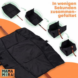 Geanta/patura pentru bebelusi MAMA MIRA!, poliester/piele PU, negru/maro, 50 x 58 cm