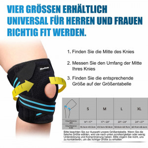 Genunchiera Morfone, neopren/metal, negru/albastru, L