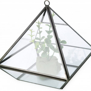 Ghiveci Asvert, metal/sticla, negru, 15 x 15 x 15,5 cm