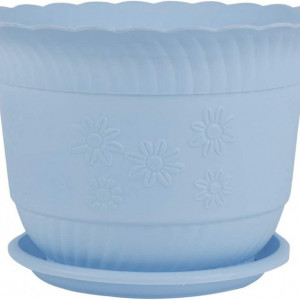 Ghiveci cu tava pentru plante Sourcing, plastic, albastru, 23 X 14 X 16 cm /18 cm