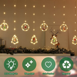 Instalatie tip perdea pentru Craciun WHDPETS, LED, alb cald