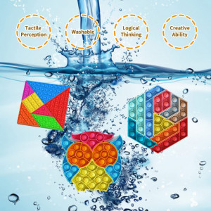 Jucarie anti-stres Pop It puzzle Colorlizard, silicon, multicolor, 15 x 15 cm