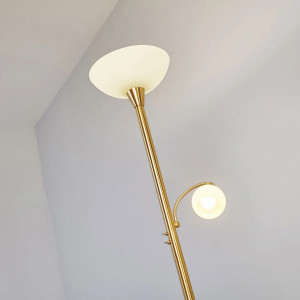 Lampadar Elaina, LED, metal/sticla, alb/auriu, 34 x 182,5 cm