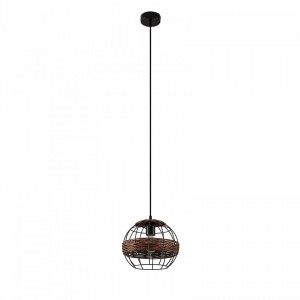 Lustra tip pendul Kaska, metal/ratan, maro/negru, 25 x 150 cm