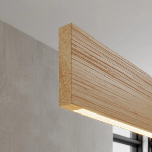 Lustra tip pendul Lise, LED, lemn masiv/metal, argintiu/natur, 107 x 150 cm