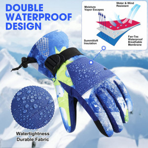 Manusi impermeabile pentru ski TaoQi, textil, multicolor, marimea L