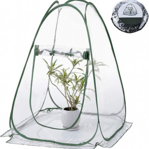 Mini sera pliabila Kakeah, PVC, transparent/verde, 71 x 71 x 78 cm