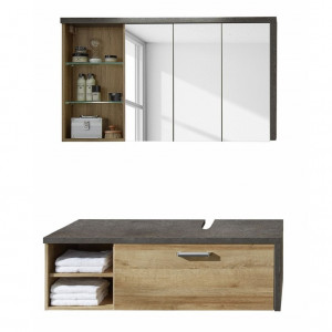 Mobilier de baie Bay, 2 piese, Pal, decor stejar/ beton