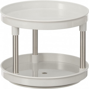 Organizator pentru baie mDesign, plastic, gri deschis/crom, 18,5 x 23,4 cm