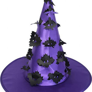 Palarie de vrajitoare pentru Halloween Hooin, poliester, mov/negru, 40x40cm