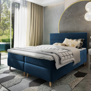 Pat Boxspring Karllsanta Cronos05, saltea inclusa, albastru, 180 x 200 cm