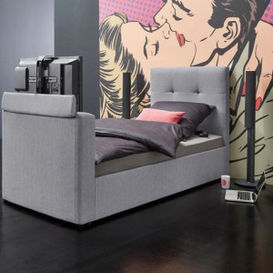Pat Home Affaire cu suport pentru TV, gri, 90 x 200 cm