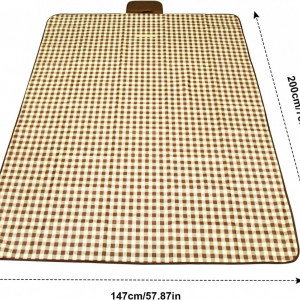 Patura de picnic Naapesi, tesatura oxford/PVC, maro/alb, 200 x 145 cm