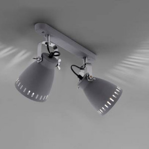 Plafoniera Eva II, metal, gri, 25 x 24 x 49 cm, 60w