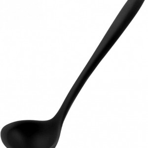 Polonic cu coada lunga pentru gatit Sourcing map, silicon, negru, 29,5 x 9 cm