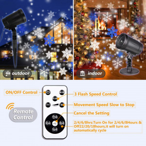 Proiector de lumini cu LED de ninsoare YMing, IP65, telecomanda, negru, plastic/aluminiu