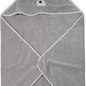 Prosop cu gluga pentru copii MINIMOTO, bumbac, gri, 80 x 80 cm