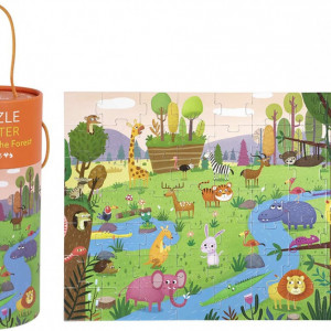 Puzzle cu 63 piese pentru copii OhMill, hartie, animale, multicolor, 48 x 33 cm