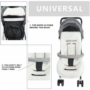 Sac de dormit pentru bebelusi LEcylankEr, blana/textil, alb/gri, 45 x 86 cm