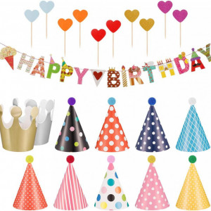 Set aniversar de 22 de piese Phoetya, hartie, multicolor, 12,5 x 9,5 cm / 7 x 9,5 cm / 2,5 x 8 cm / 2 m