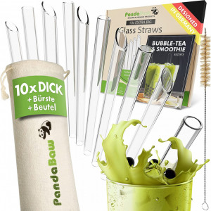 Set de 10 paie cu perie de curatare si sac PandaBaw®, sticla, transparent, 7 x 21,5 cm