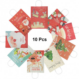 Set de 10 pungi pentru cadouri de Craciun RIOGOO, hartie, multicolor, 33 x 25 x 12 cm