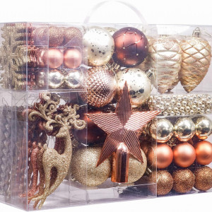 Set de 100 globuri pentru bradul de Craciun Valery Madelyn, plastic, multicolor, 3-10 cm
