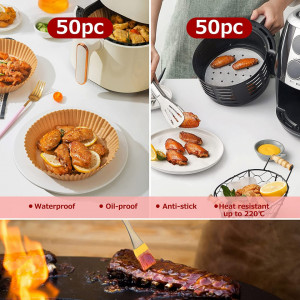 Set de 100 hartii de copt pentru friteuza Simpeak, maro/alb, 16 cm