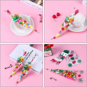 Set de 100 pungi pentru dulciuri de Craciun Tarome, celofan, multicolor, 34 x 17 cm