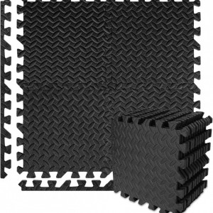 Set de 12 covorase pentru fitness tip puzzle Buluri, spuma EVA, negru, 30 x 30 x 1 cm