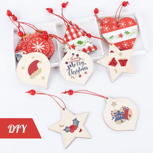 Set de 12 ornamente pentru brad Agoer, lemn, multicolor, 8-9 cm