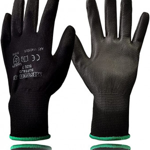 Set de 12 perechi de manusi pentru lucru HOME KOKO LOOK, poliuretan, negru, 8
