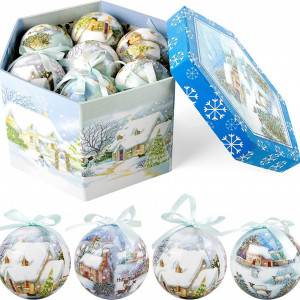 Set de 14 globuri de Craciun ABXMAS, plastic, multicolor, 7,5 cm