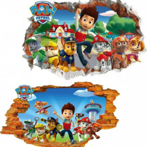 Set de 2 autocolante Paw Patrula Kibi, vinil, multicolor, 43 x 65 cm