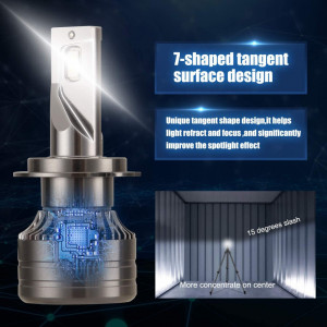 Set de 2 becuri pentru faza scurta Kairiyard, H7, LED, aliaj de aluminiu, negru