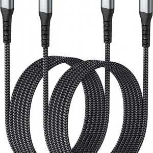 Set de 2 cabluri USB tip C 2.0 SUNGUY, 20V/ 3A, negru/gri, 2 m
