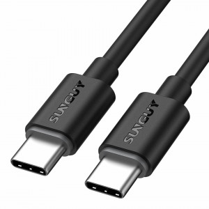 Set de 2 cabluri USB tip C Sunguy, incarcare rapida, 60W, negru